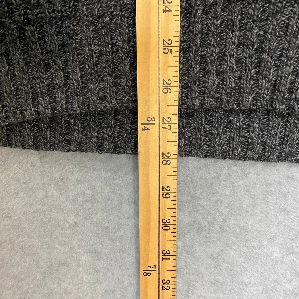BANANA REPUBLIC Mens L Sweater Ribbed Knit Mock Neck Button Dark Gray Pullover